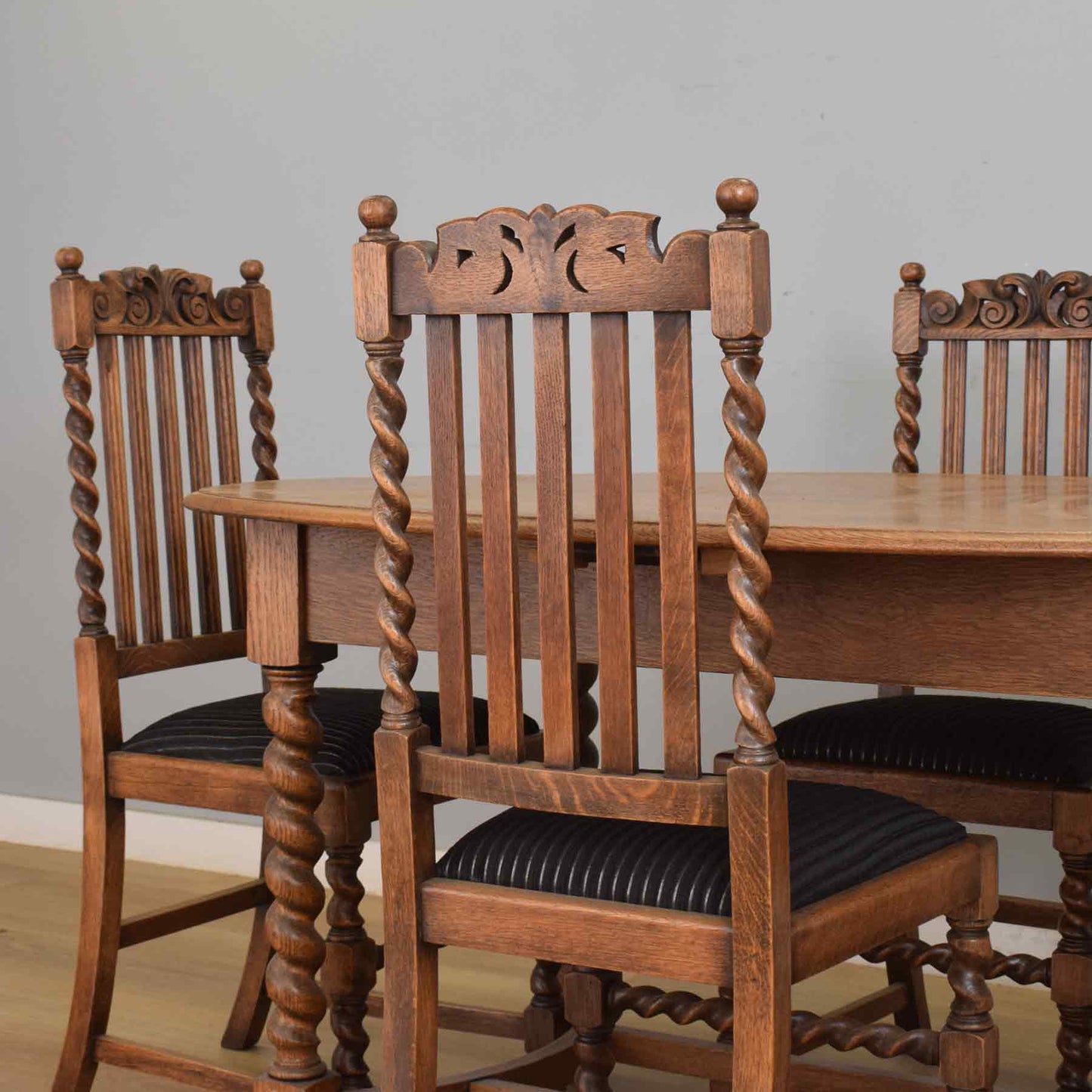 Barley-Twist Dining Table and Four Chairs