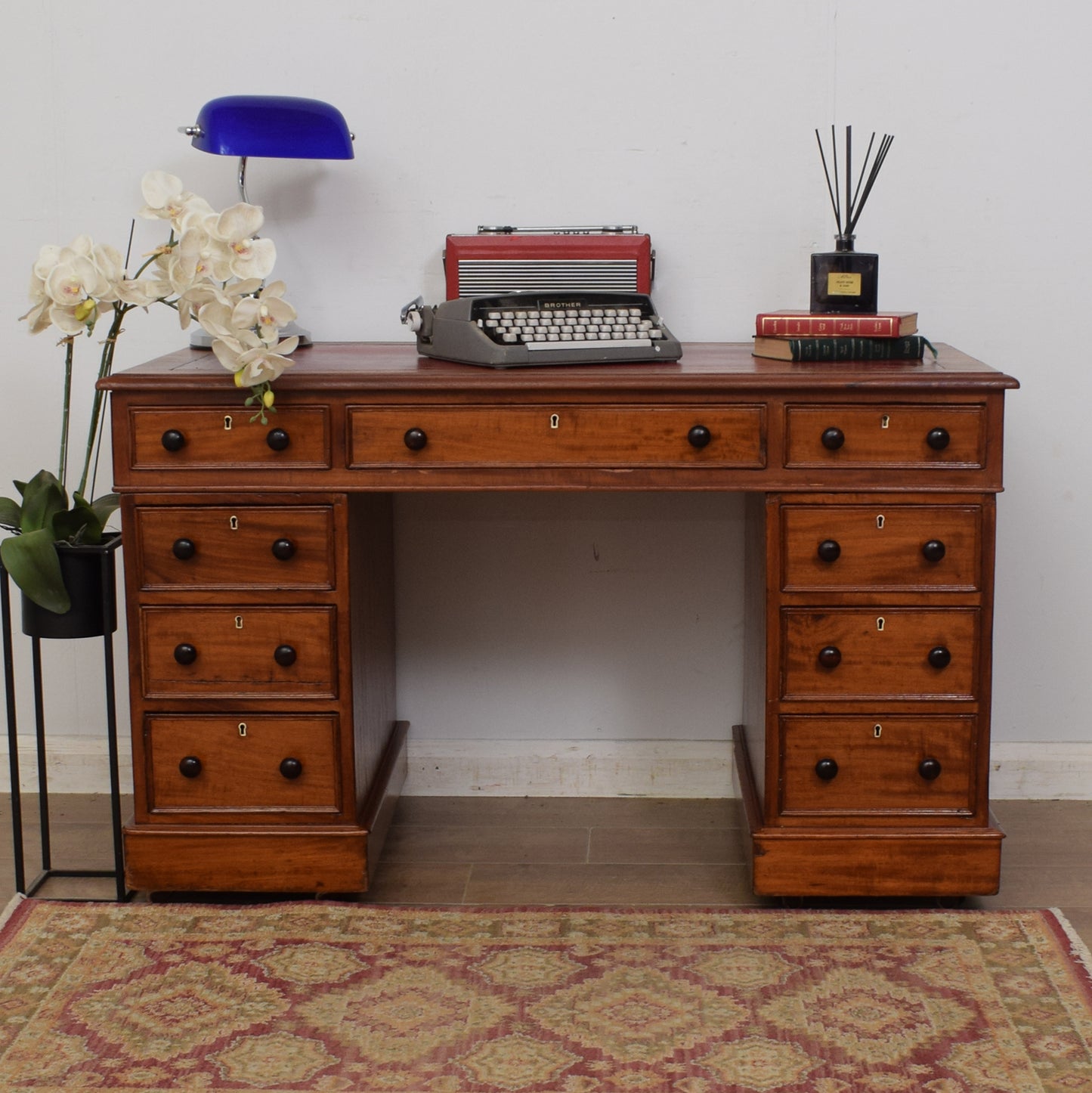 Antique Victorian Pedestal Desk