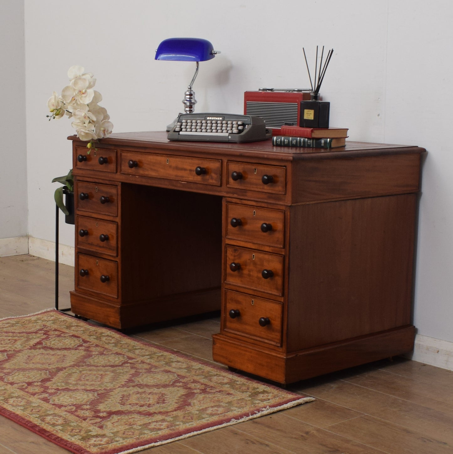 Antique Victorian Pedestal Desk