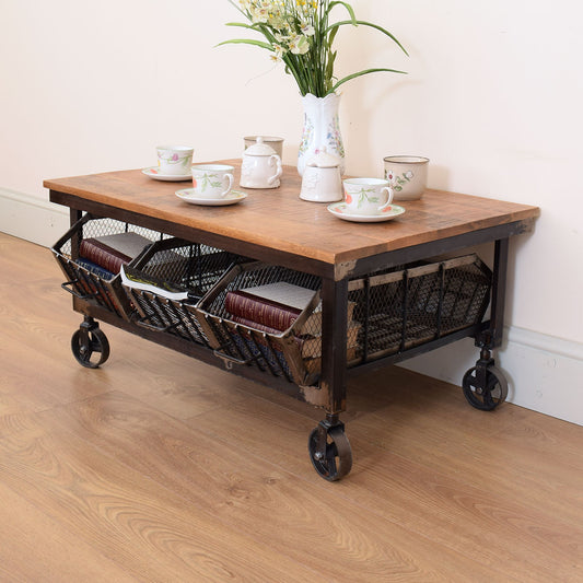 Mango Wood & Metal Industrial Style Coffee Table