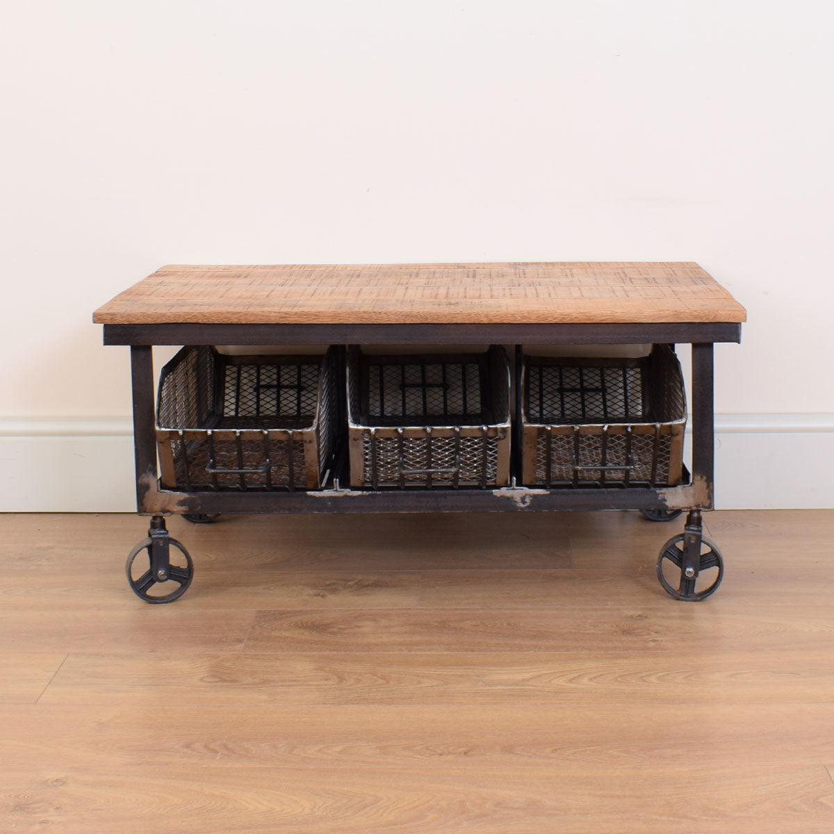 Mango Wood & Metal Industrial Style Coffee Table