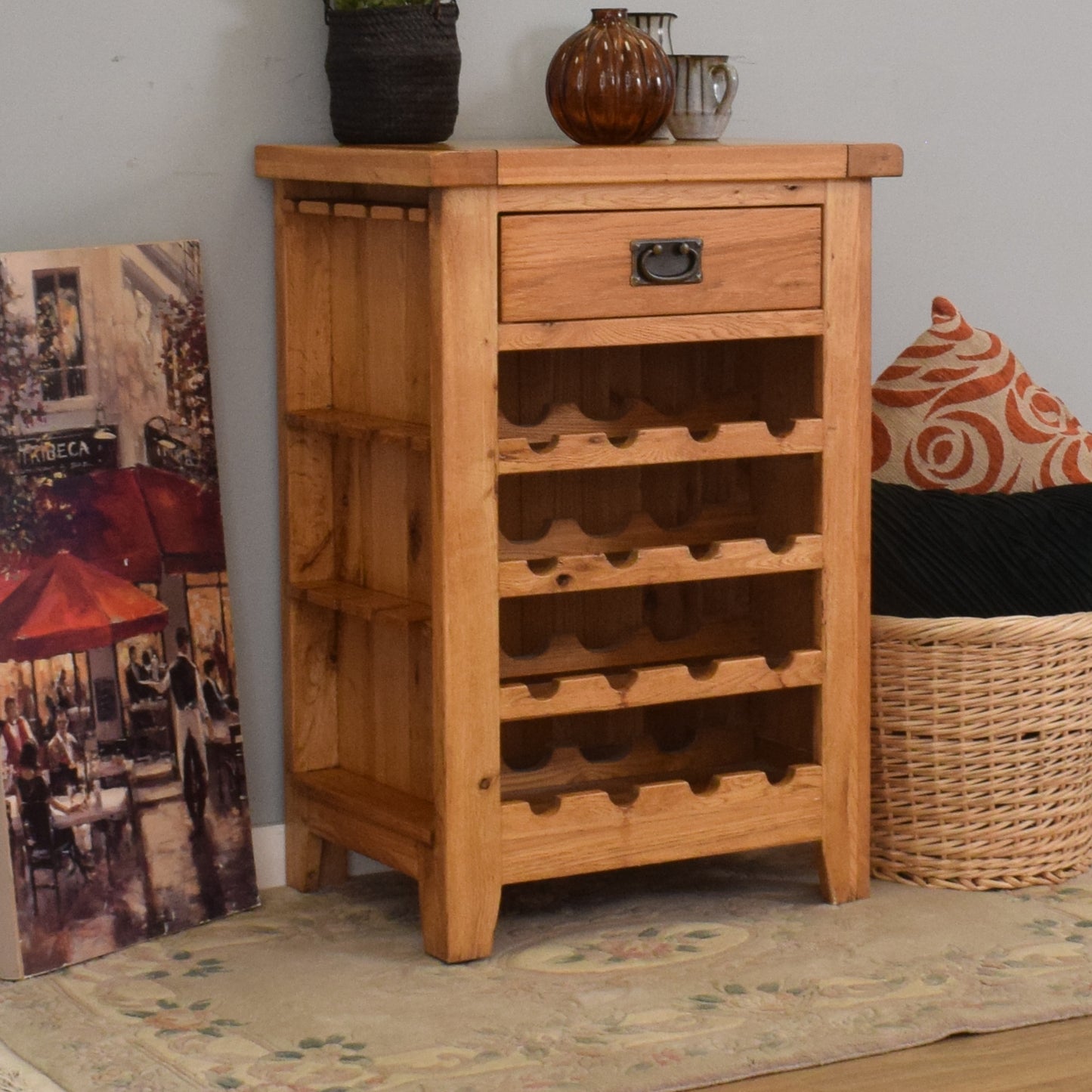 Restored Oak Bottle Rack