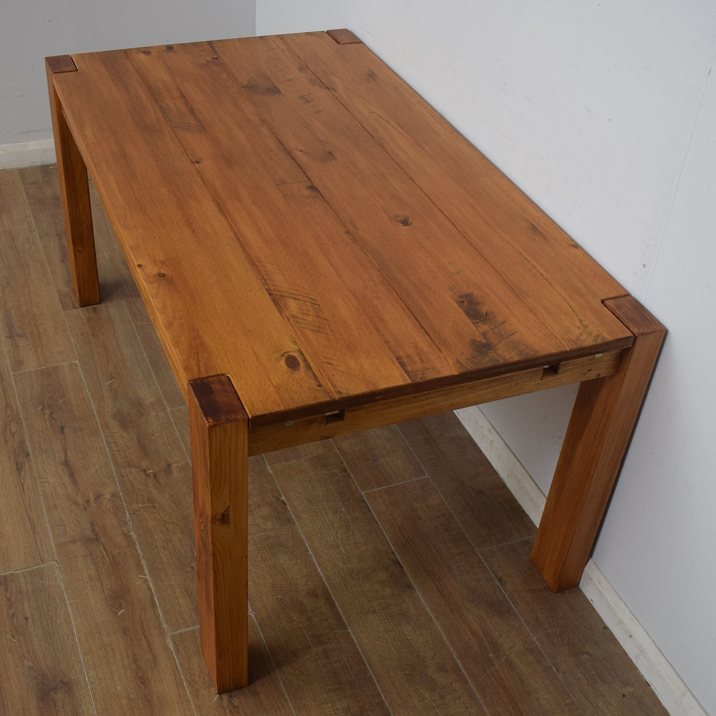Extending Pine Dining Table & Two Benches