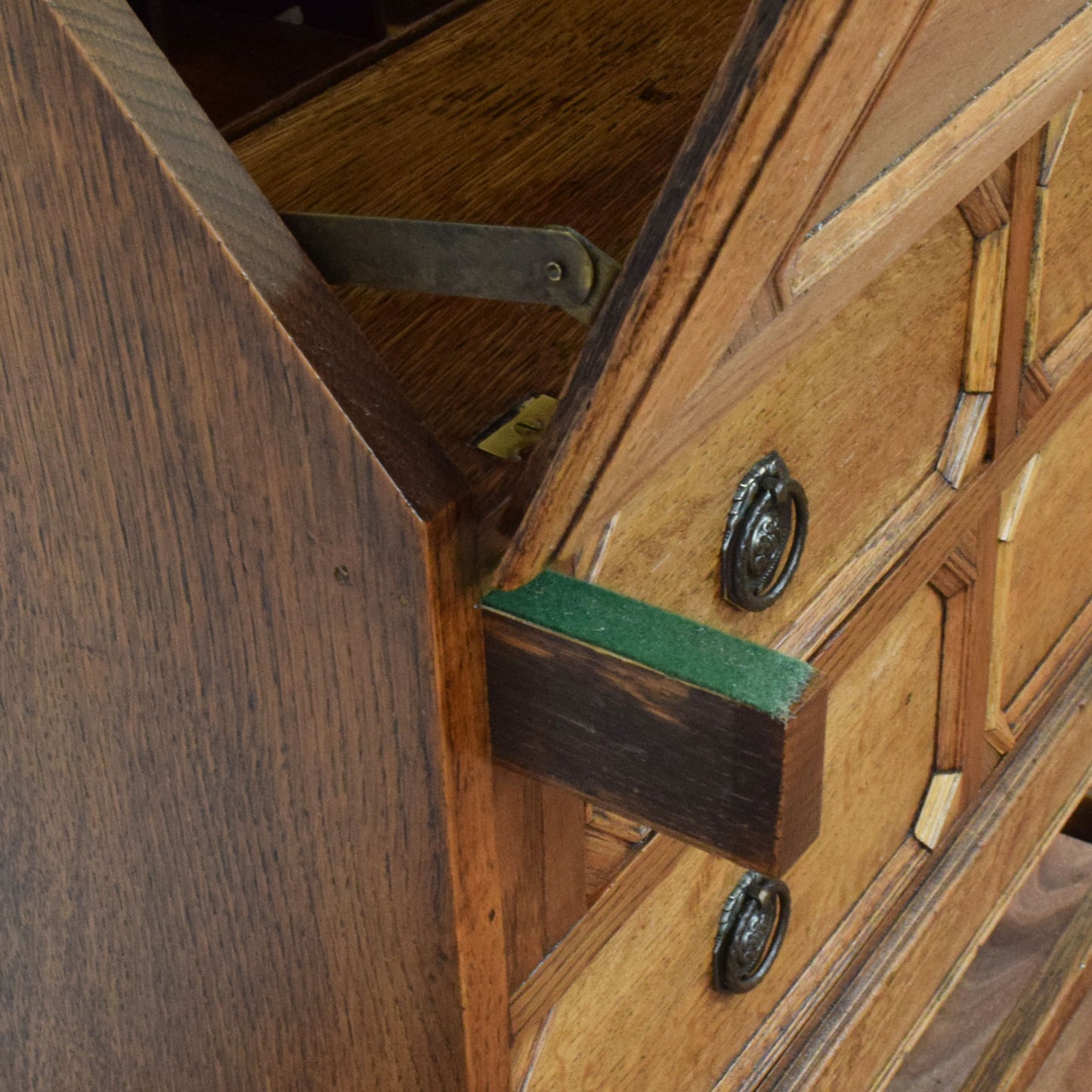 Barley Twist Oak Bureau Bookcase