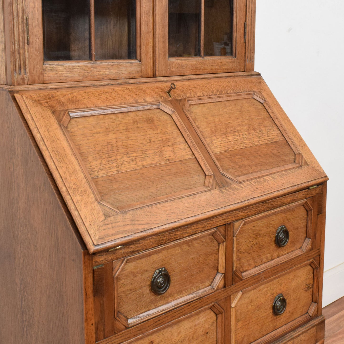 Barley Twist Oak Bureau Bookcase