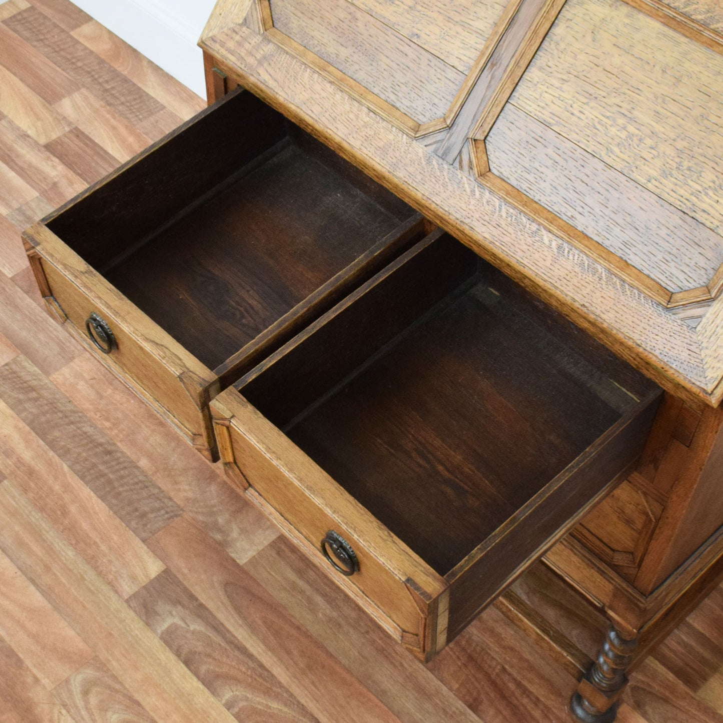 Barley Twist Oak Bureau Bookcase
