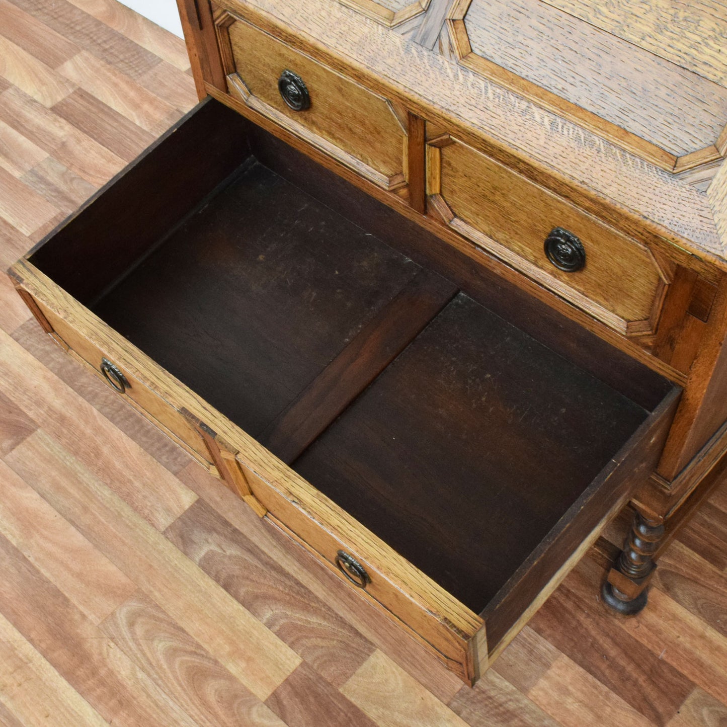Barley Twist Oak Bureau Bookcase