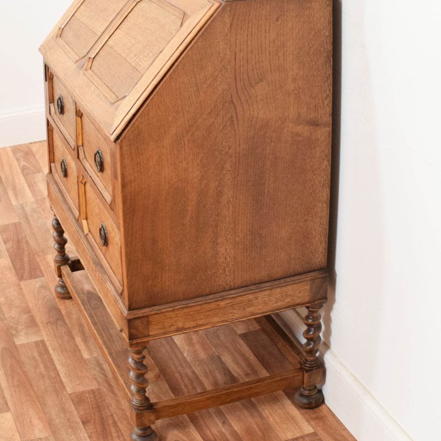 Barley Twist Oak Bureau Bookcase