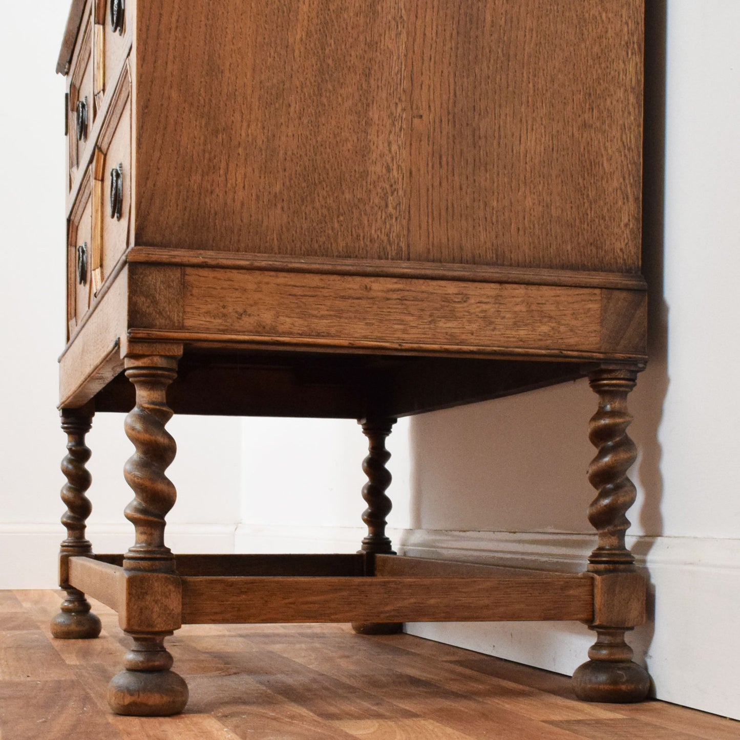 Barley Twist Oak Bureau Bookcase