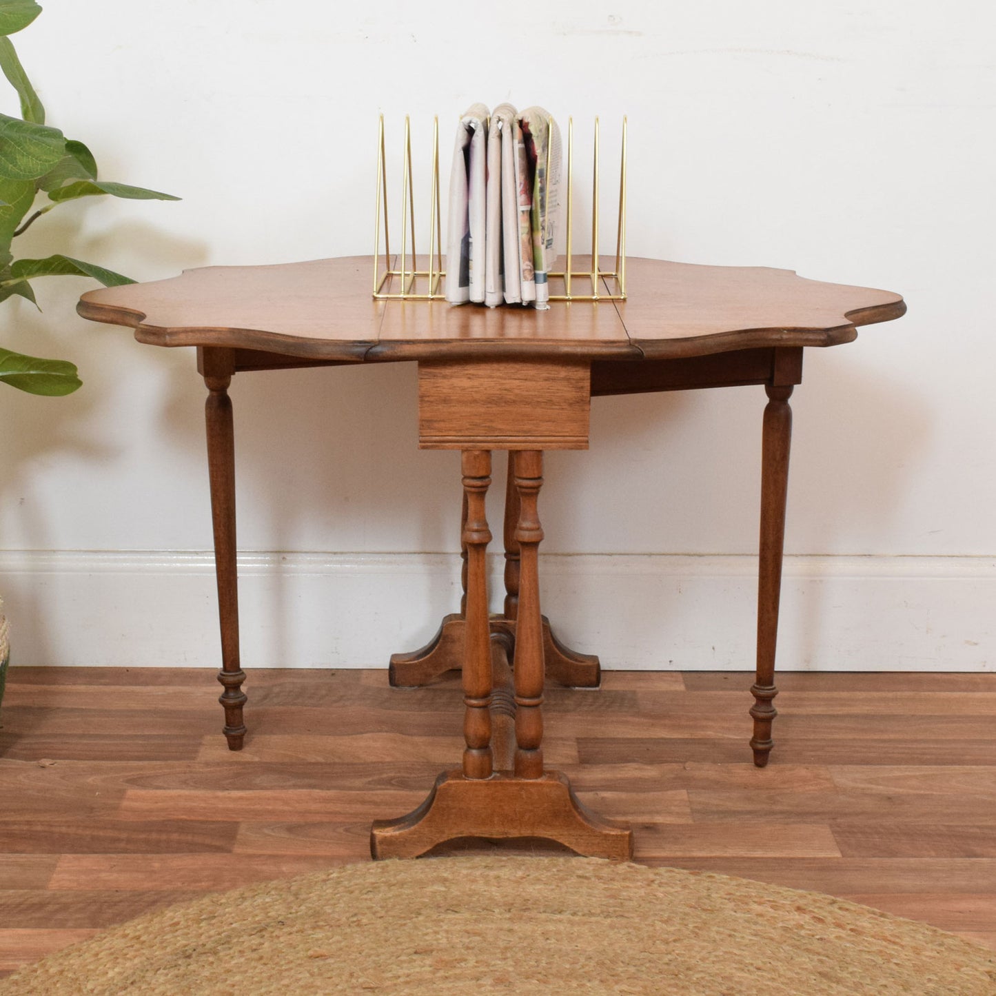 Drop-Leaf Oak Side Table