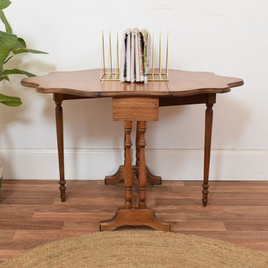 Drop-Leaf Oak Side Table