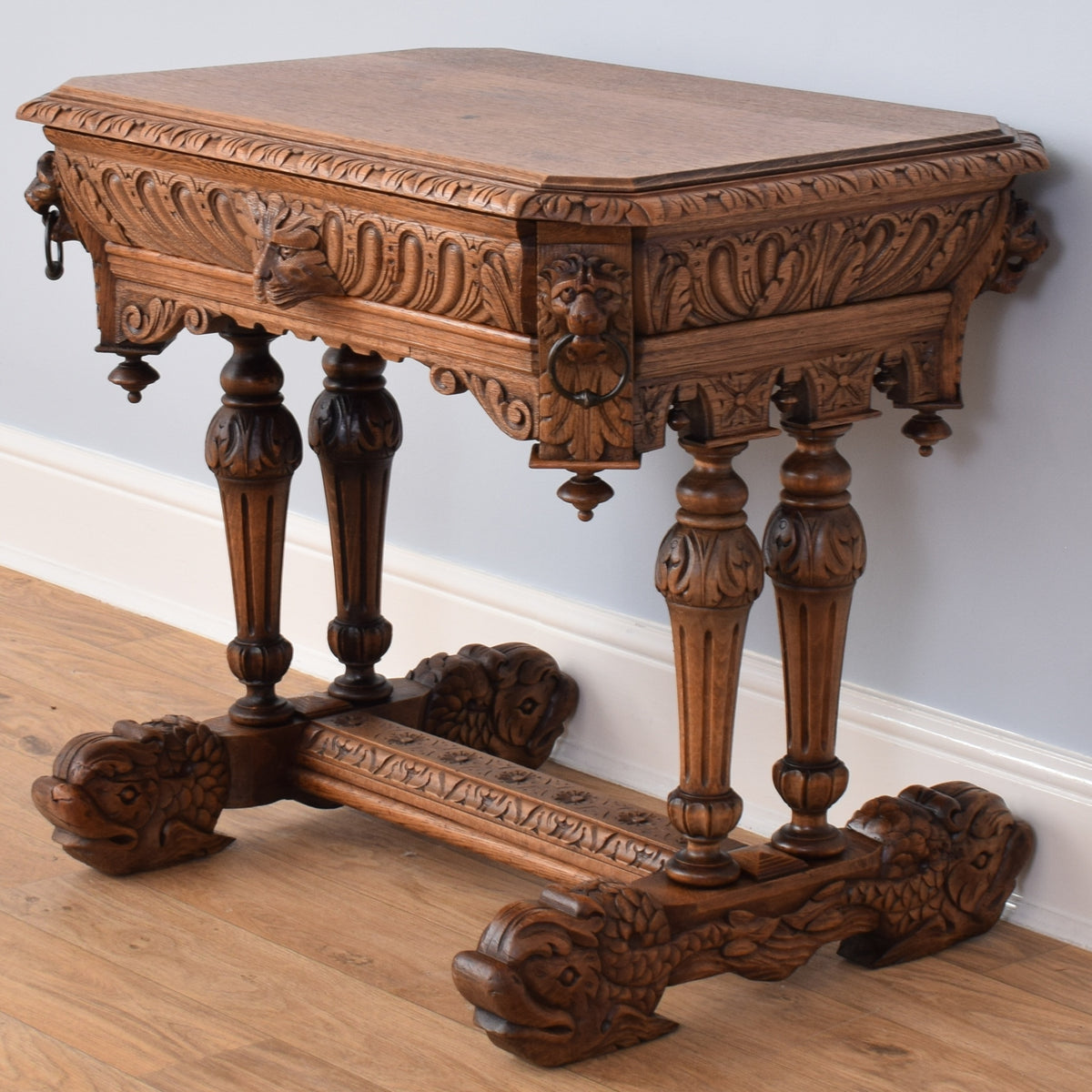Carved Oak Console Table