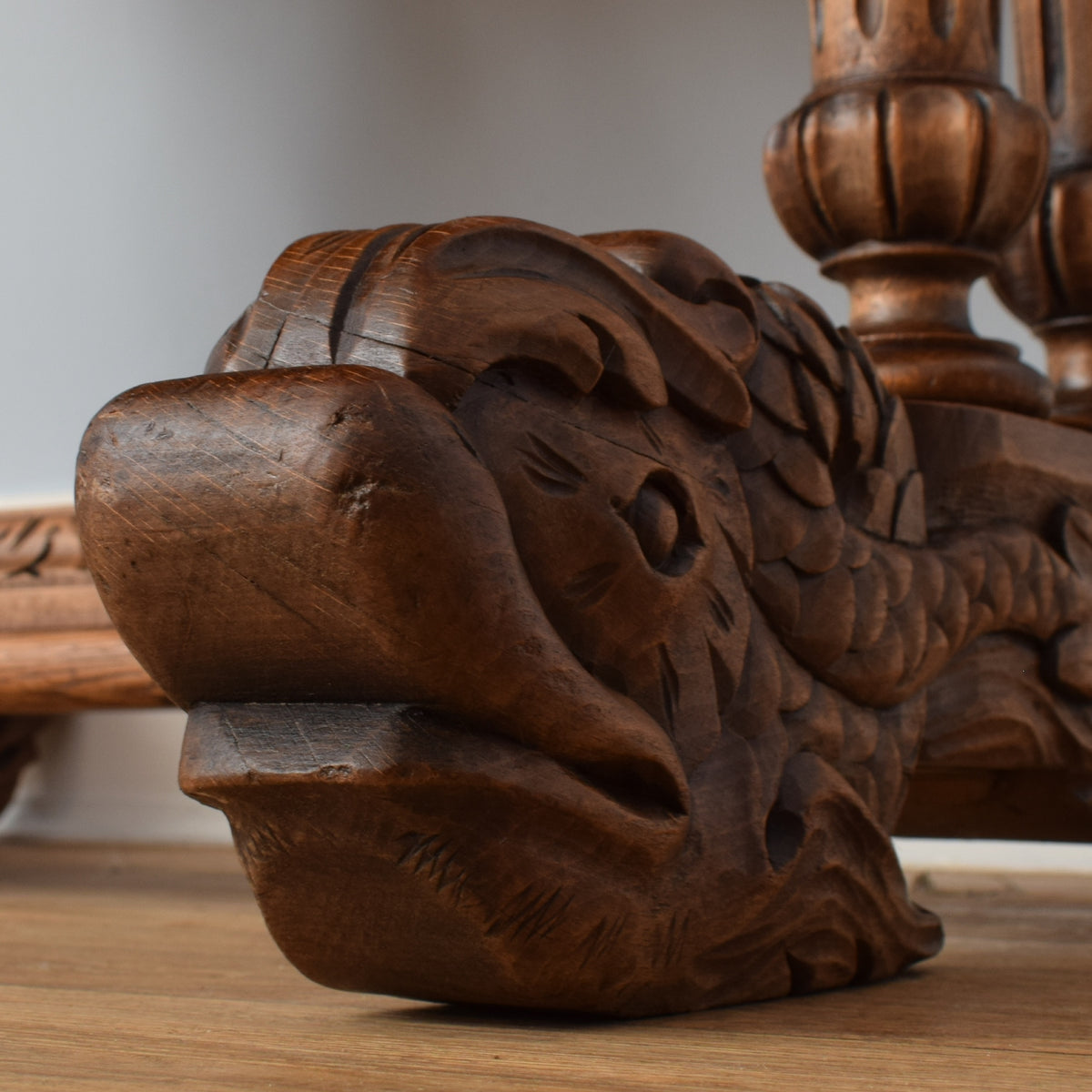 Carved Oak Console Table