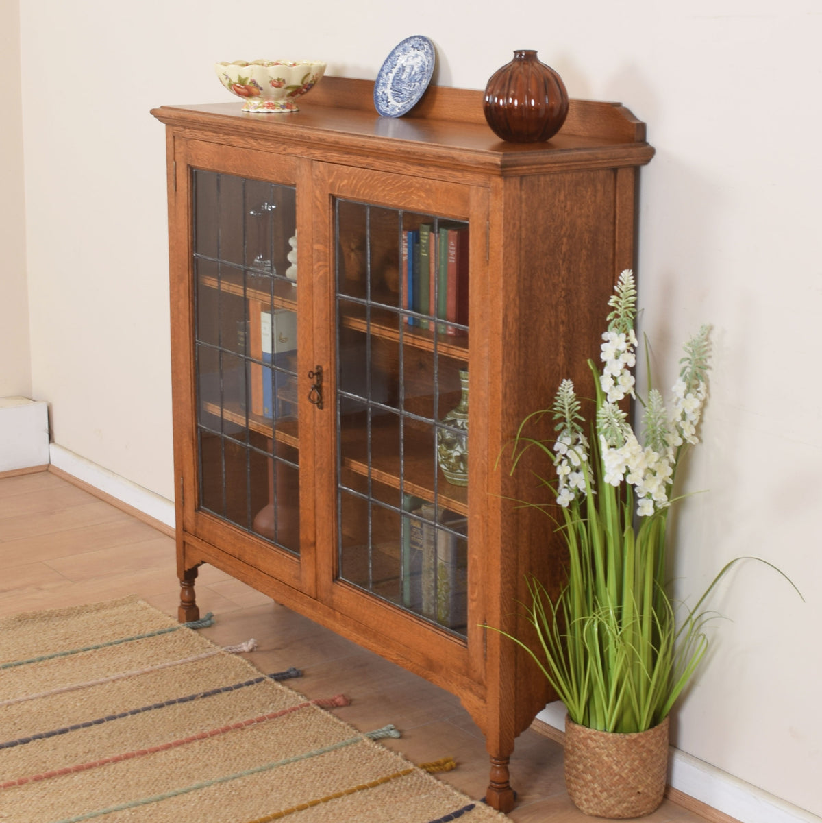 Glazed Oak Bookcase Unit
