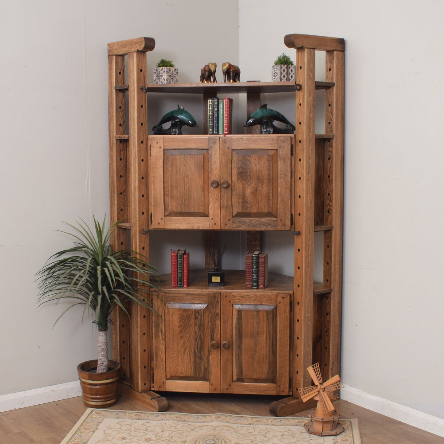 Solid Oak Multipurpose Corner Cheese Rack