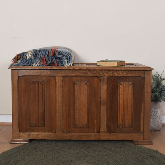 Oak Linenfold Blanket Box