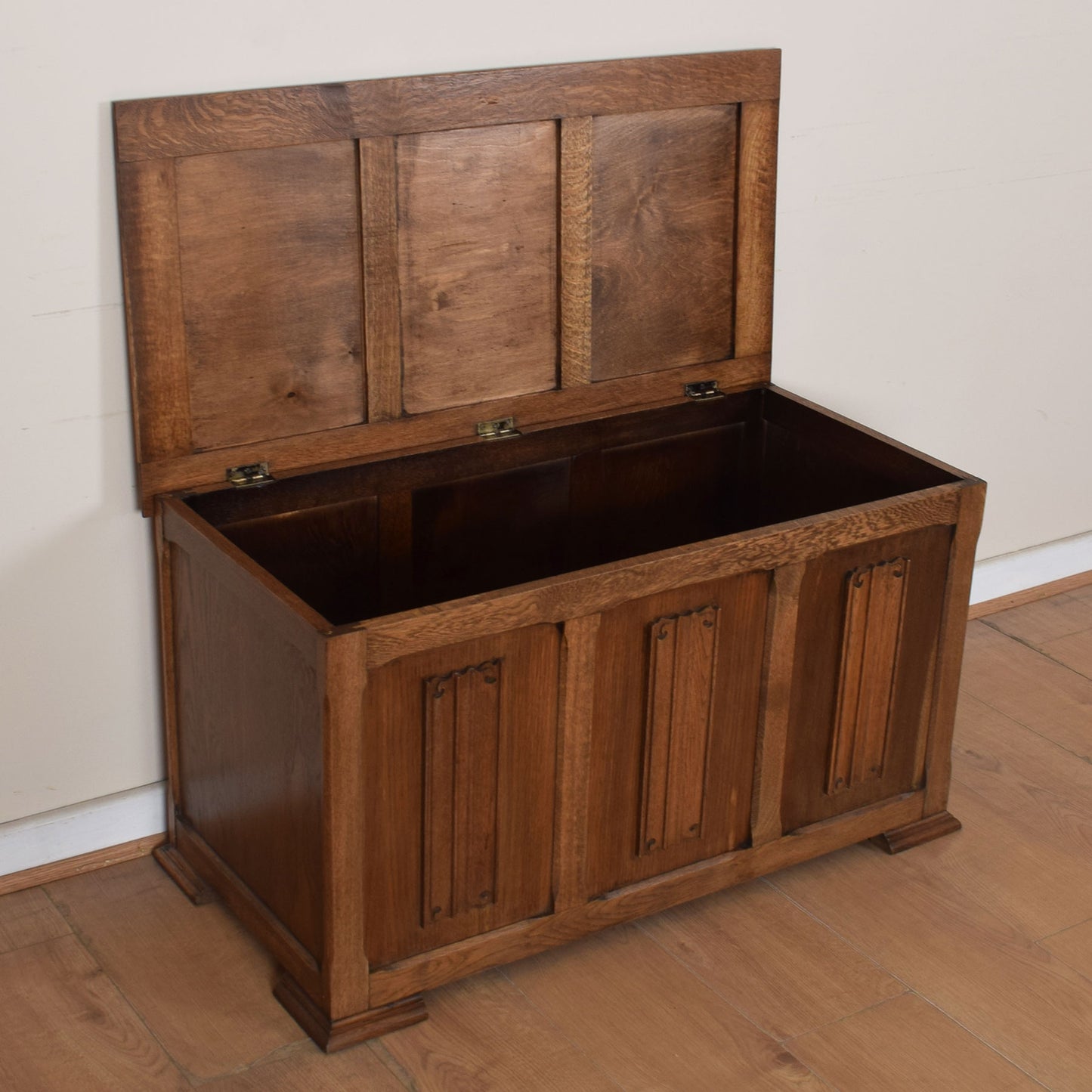 Oak Linenfold Blanket Box