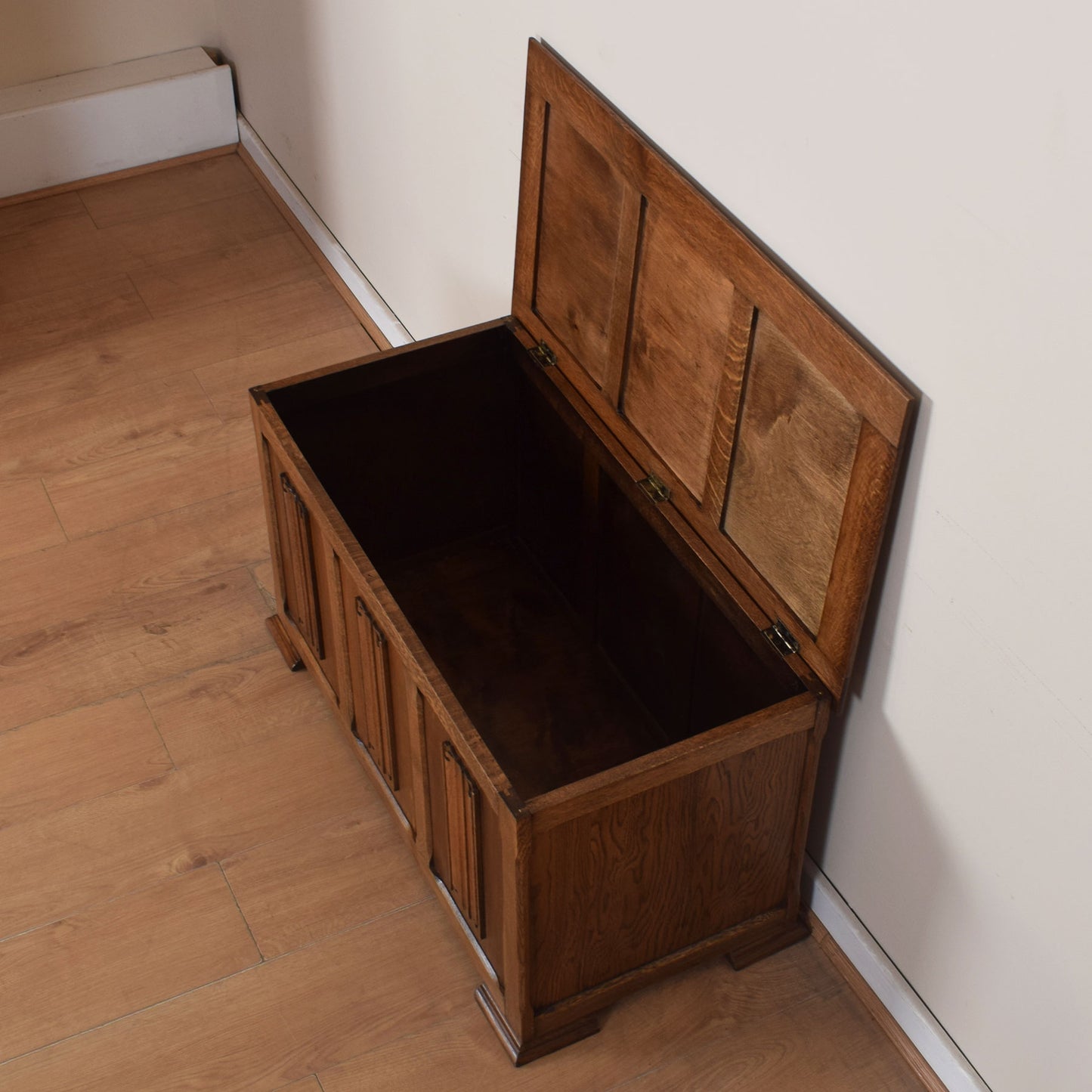 Oak Linenfold Blanket Box