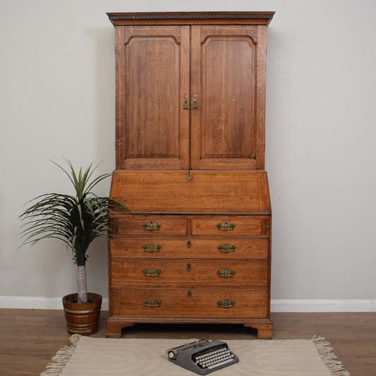 Antique Oak Georgian Bureau Bookcase