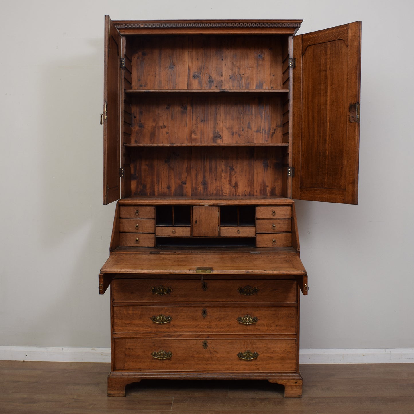 Antique Oak Georgian Bureau Bookcase