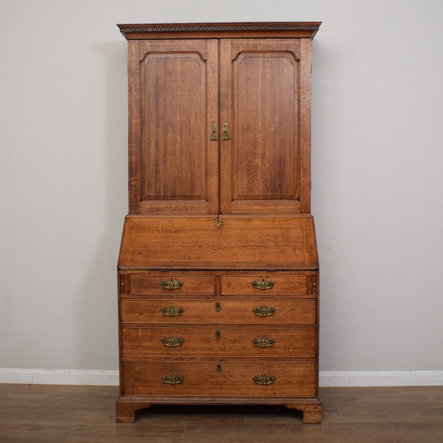 Antique Oak Georgian Bureau Bookcase