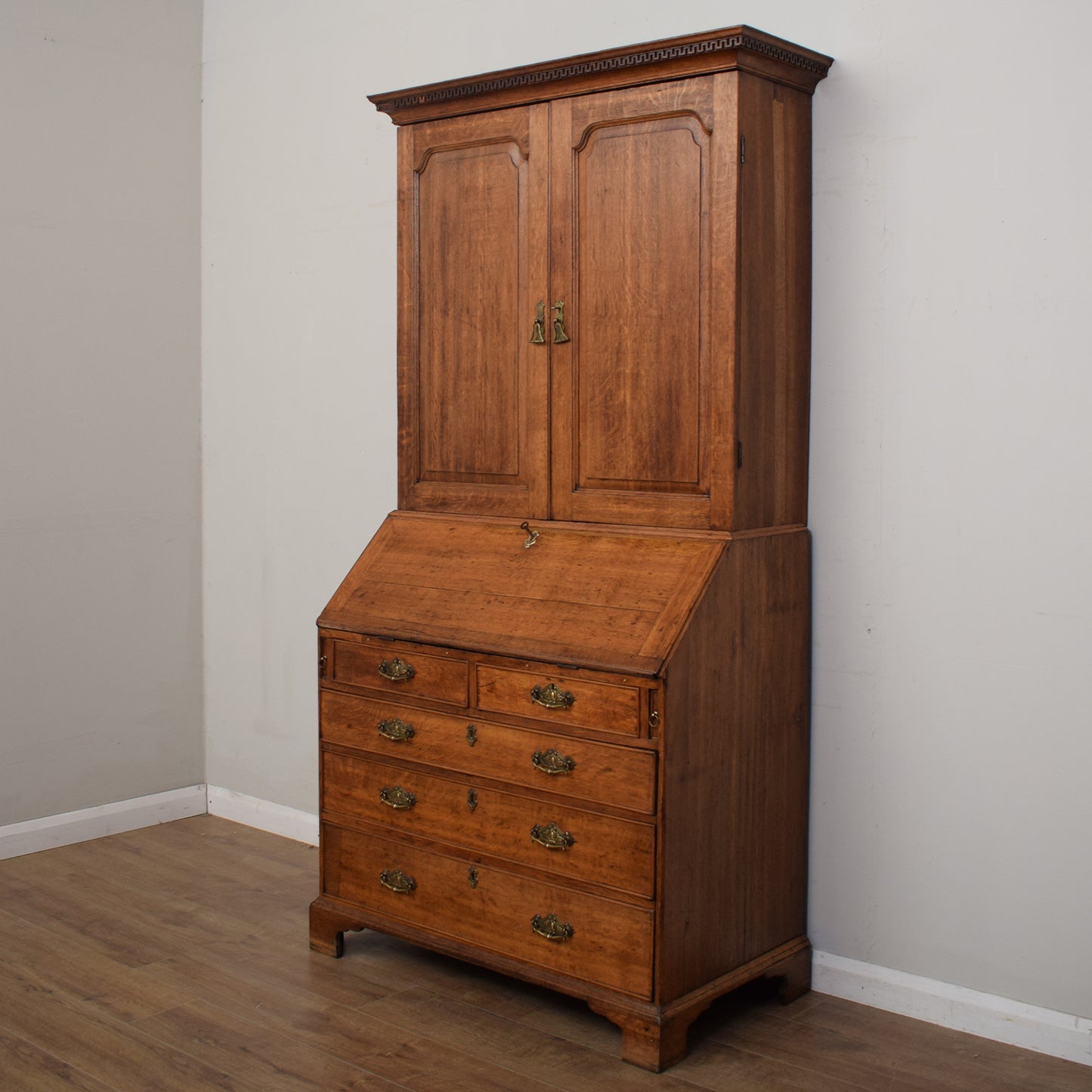 Antique Oak Georgian Bureau Bookcase