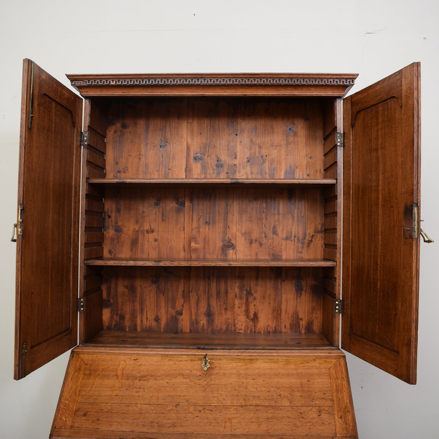 Antique Oak Georgian Bureau Bookcase