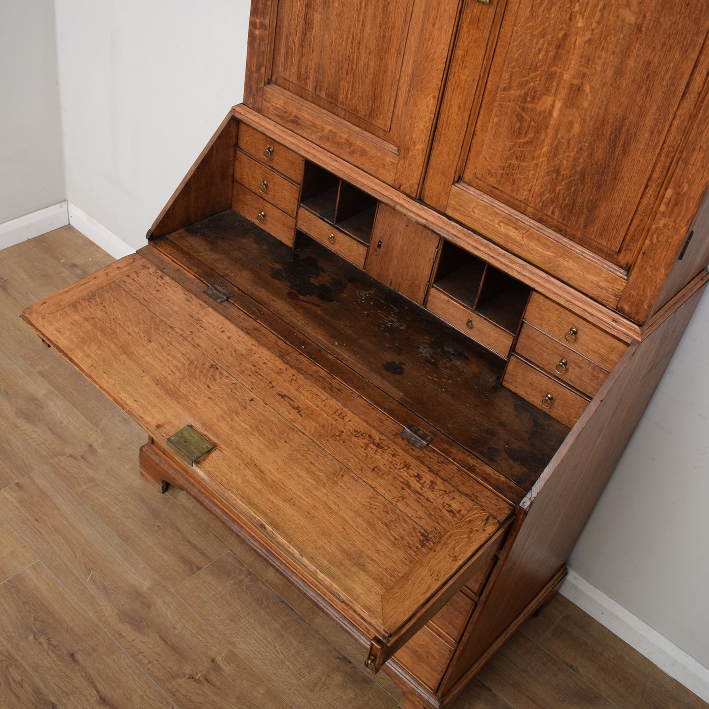 Antique Oak Georgian Bureau Bookcase