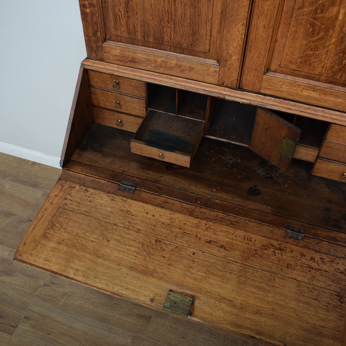 Antique Oak Georgian Bureau Bookcase