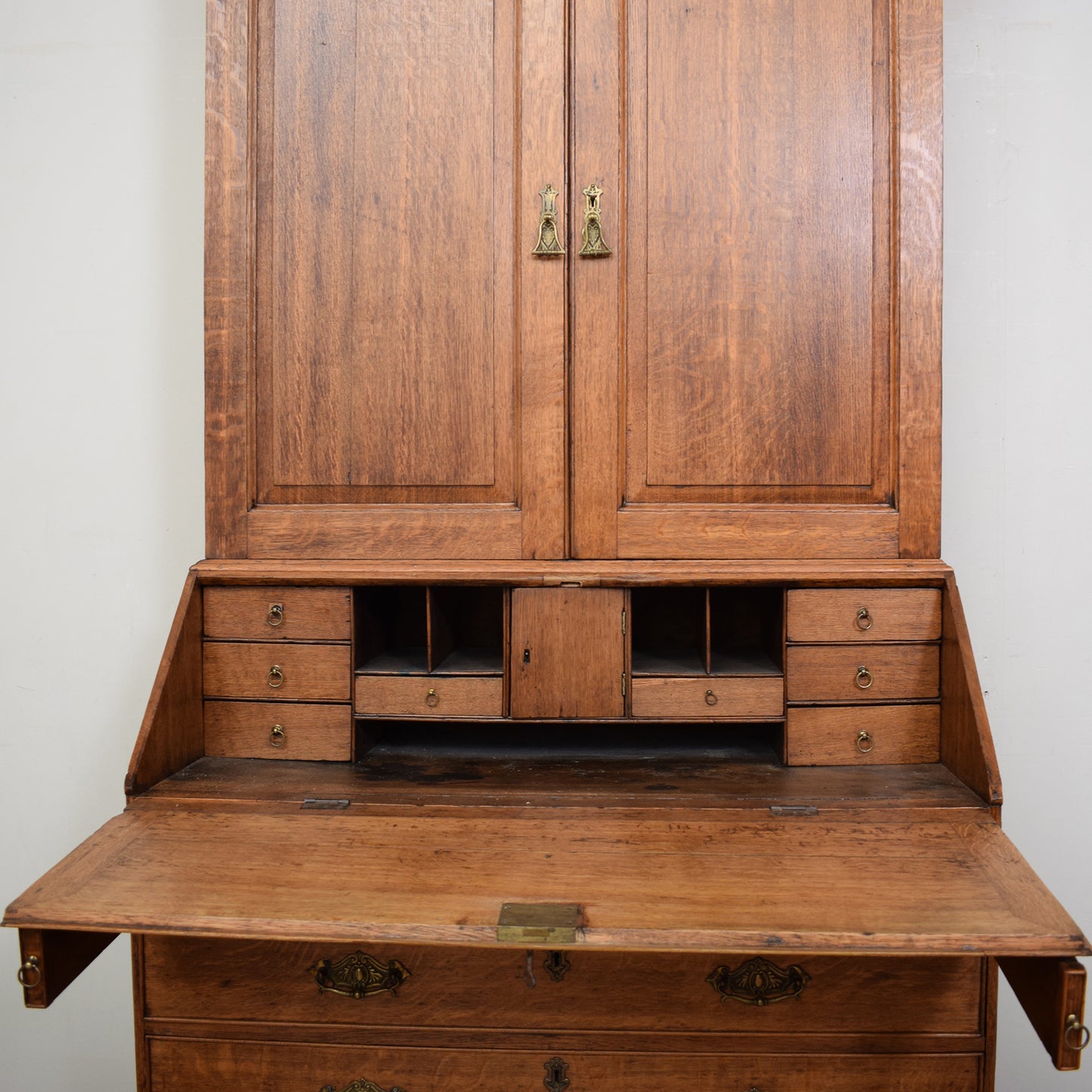 Antique Oak Georgian Bureau Bookcase