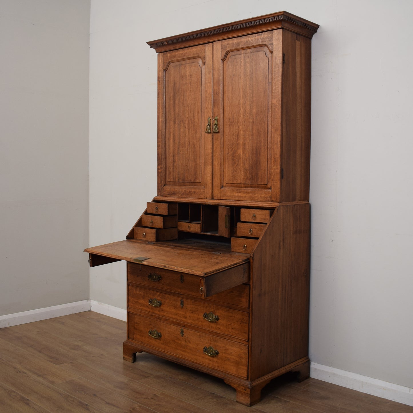 Antique Oak Georgian Bureau Bookcase