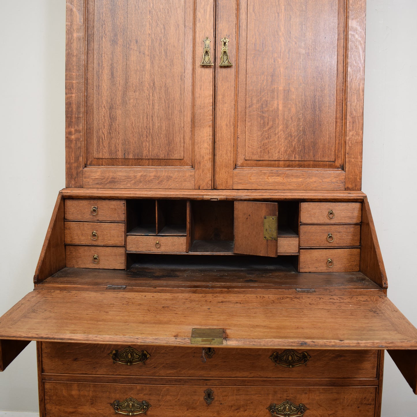 Antique Oak Georgian Bureau Bookcase