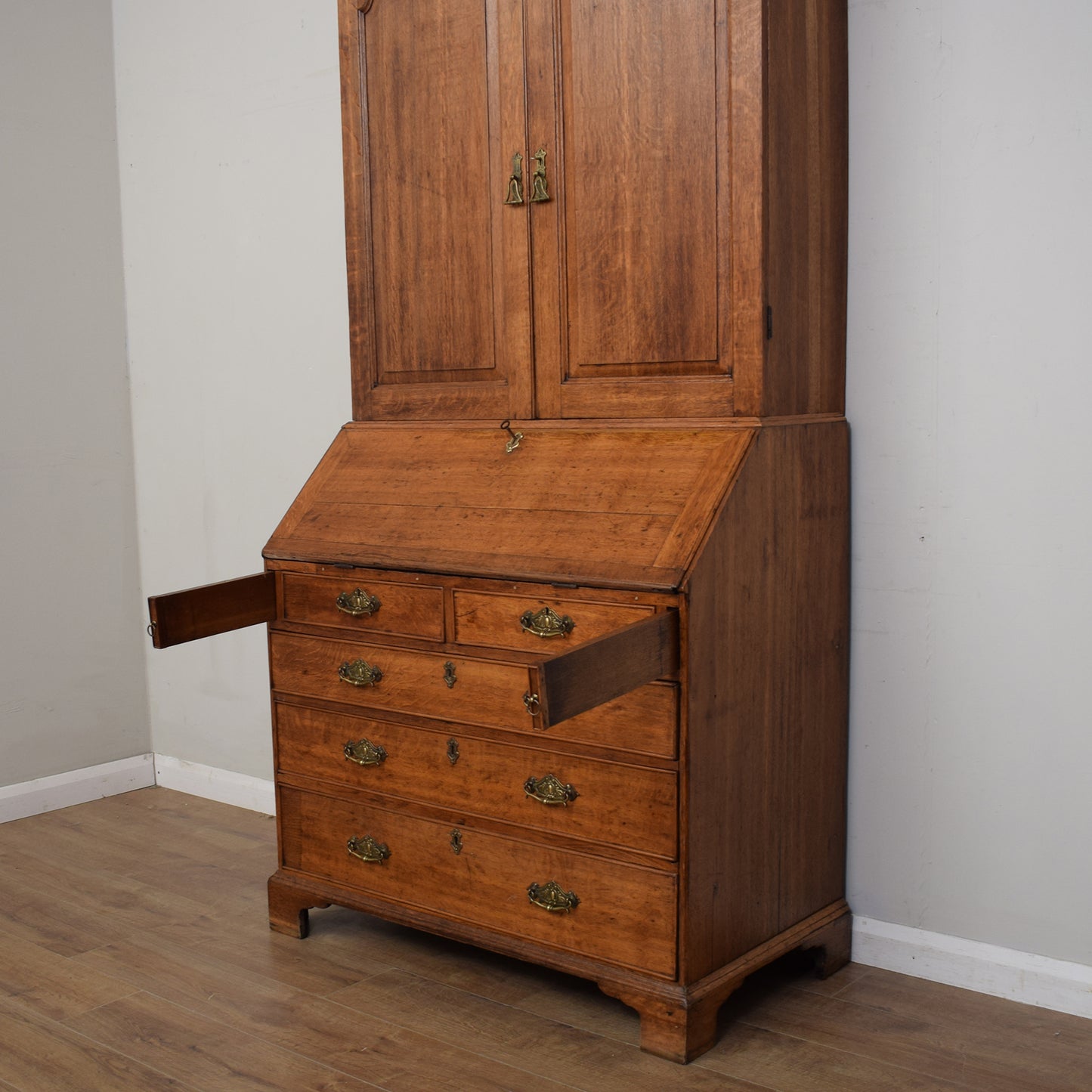 Antique Oak Georgian Bureau Bookcase