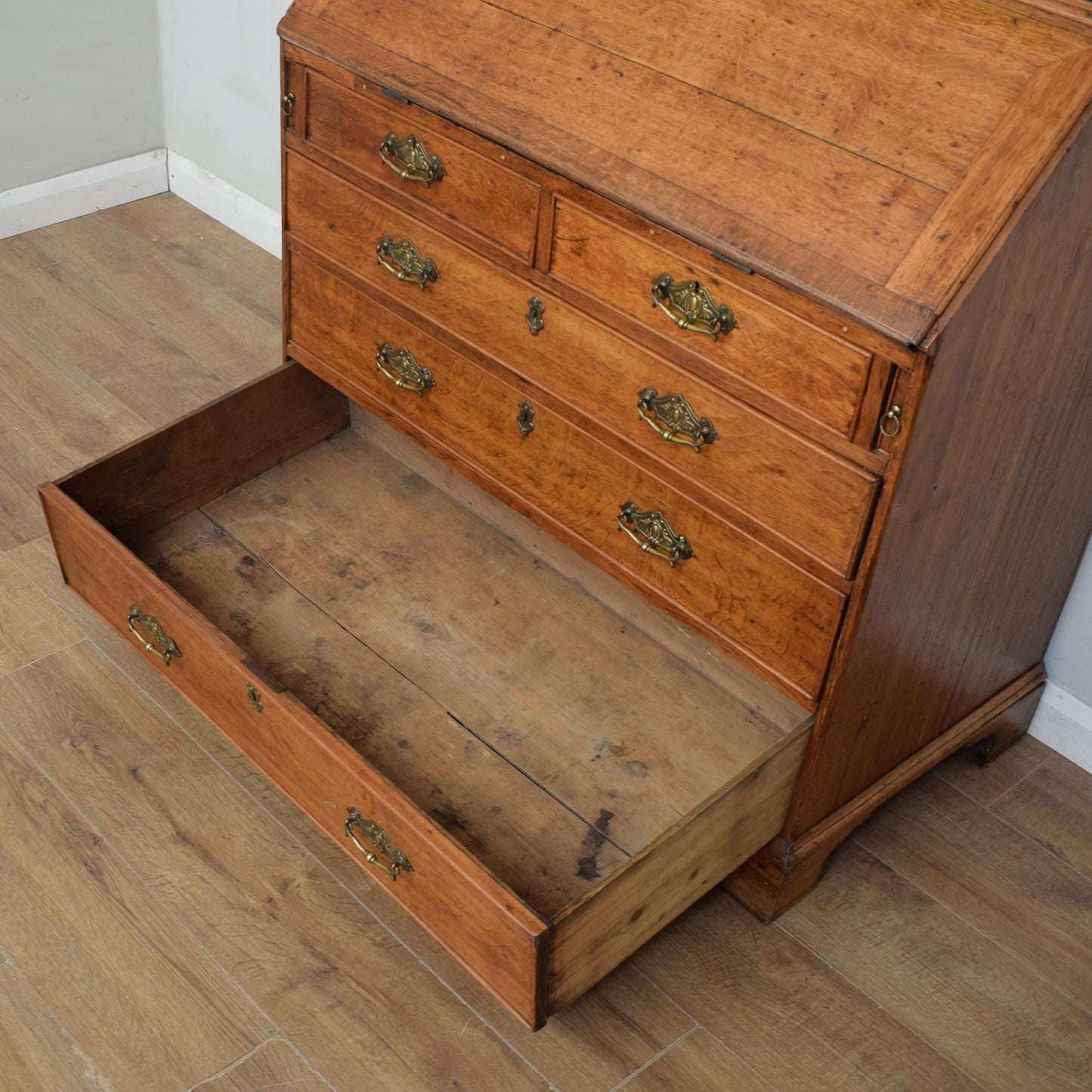 Antique Oak Georgian Bureau Bookcase