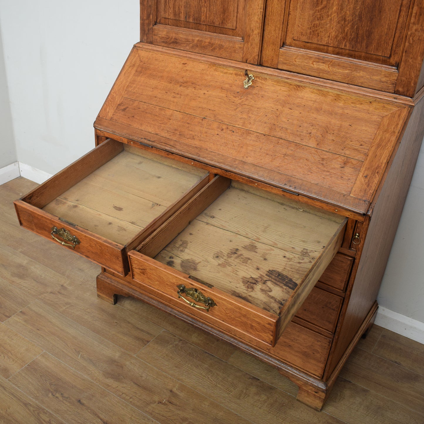 Antique Oak Georgian Bureau Bookcase