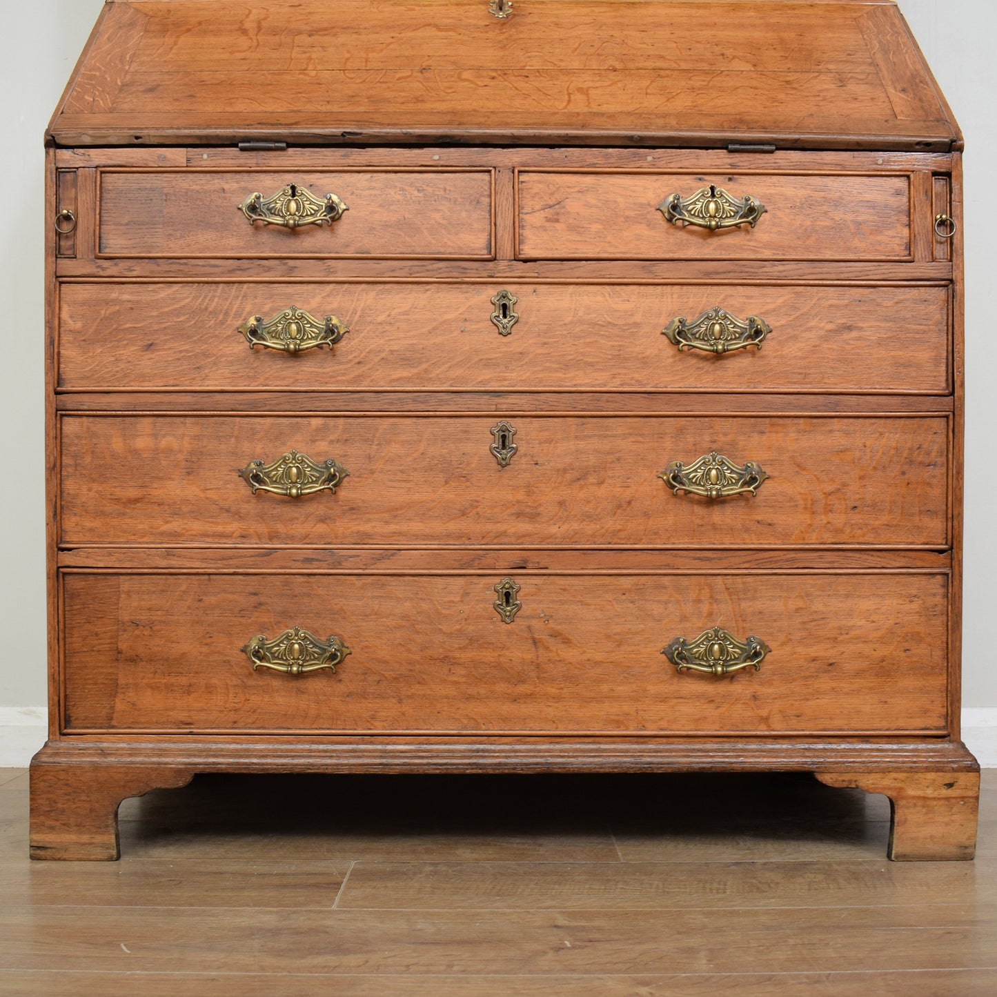 Antique Oak Georgian Bureau Bookcase