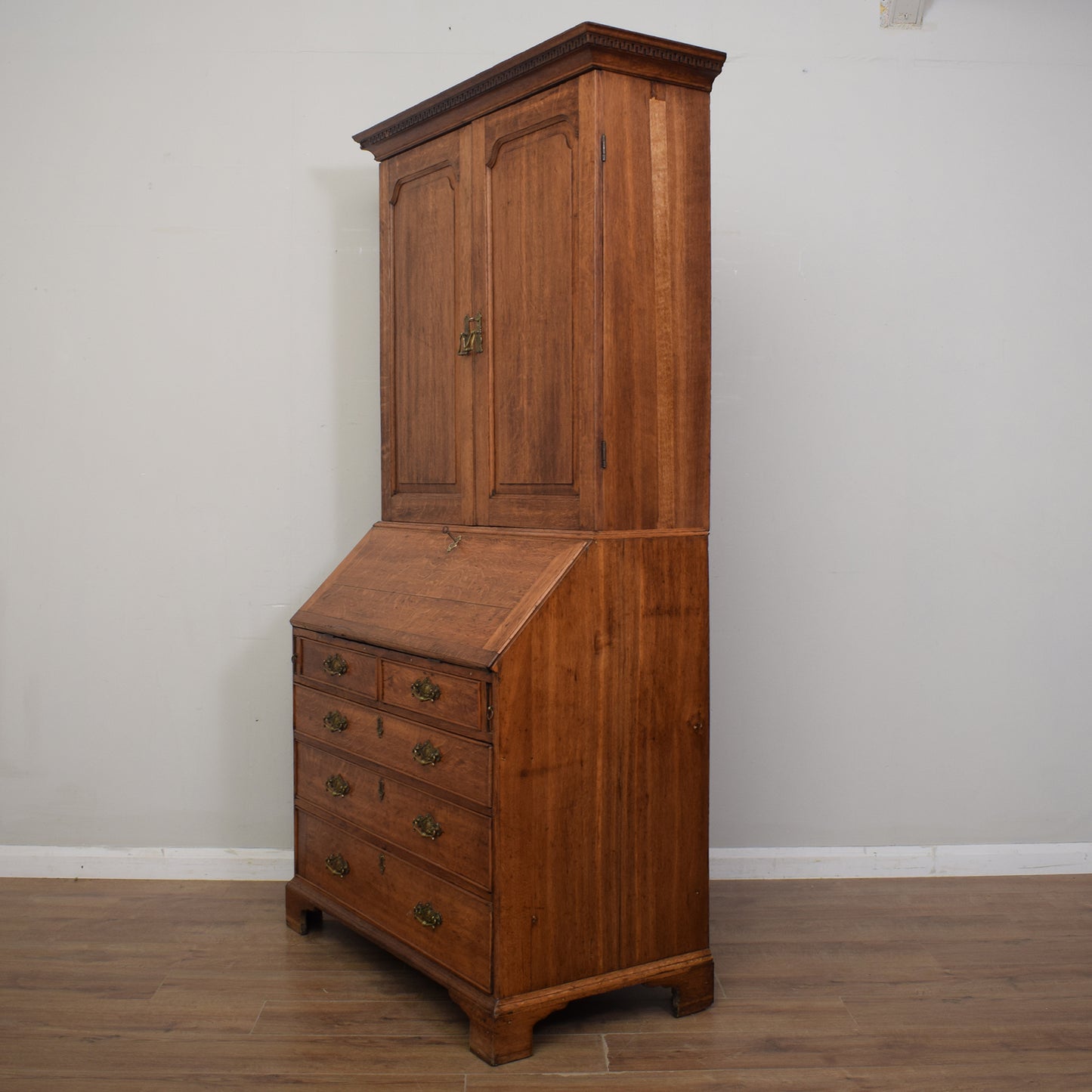 Antique Oak Georgian Bureau Bookcase