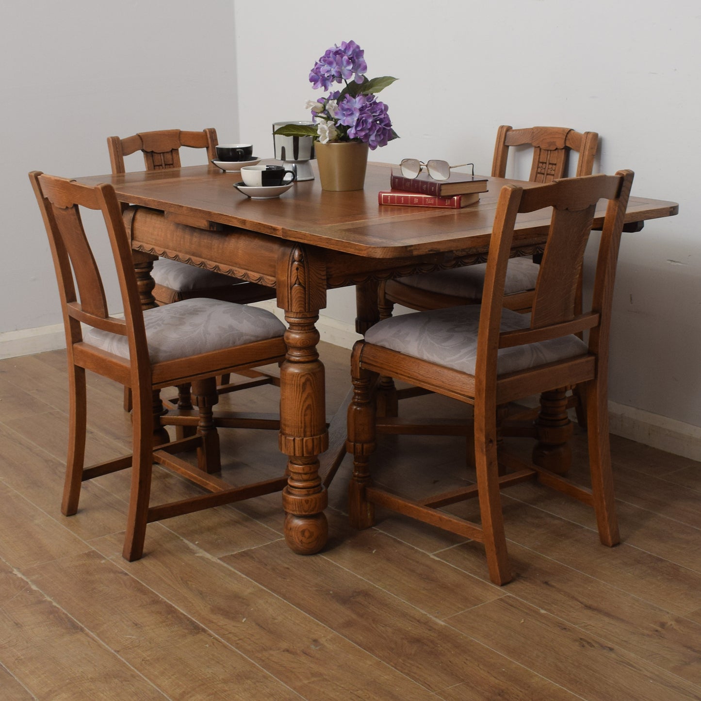 Draw-Leaf Table and Four Chairs