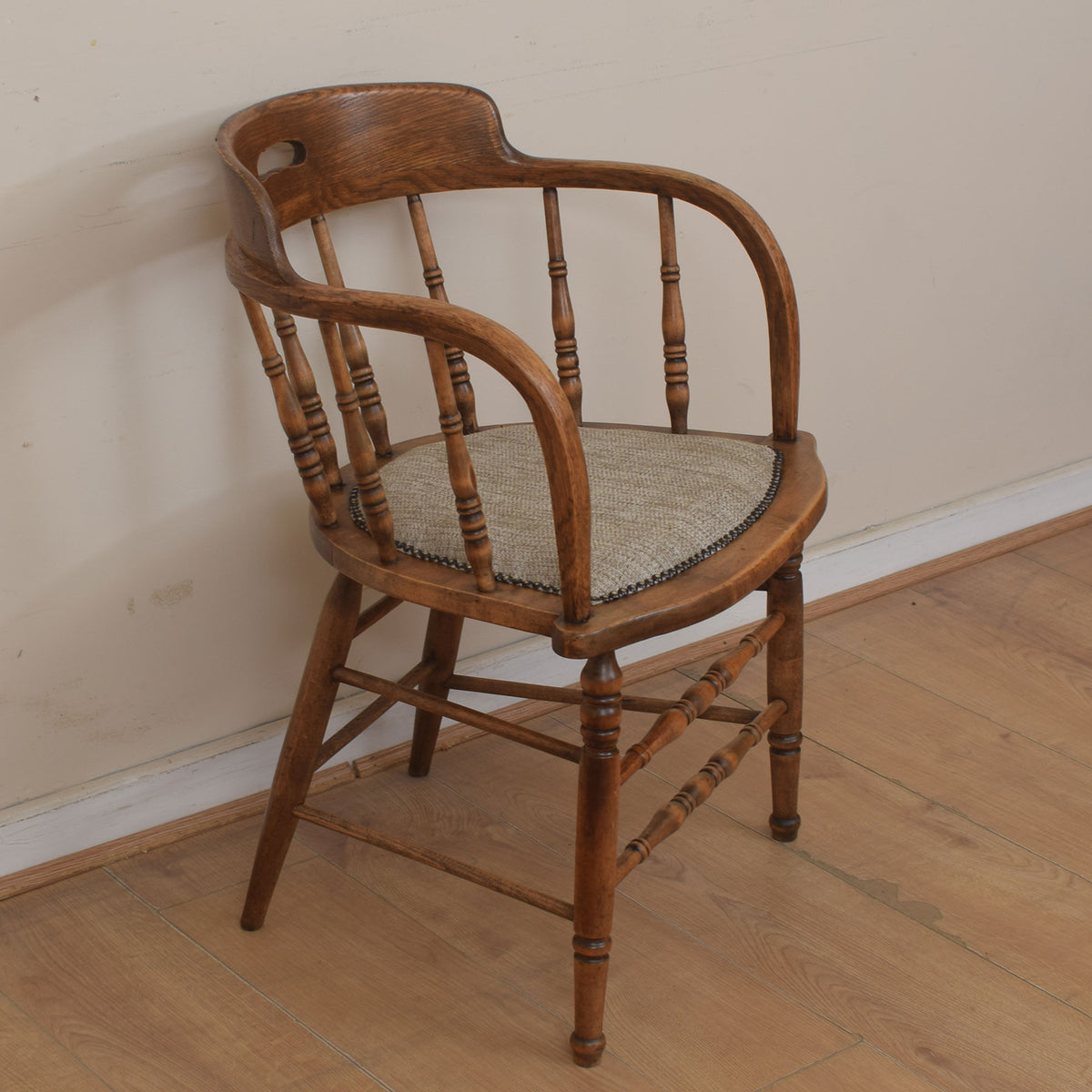 Upholstered Oak Captains Chair