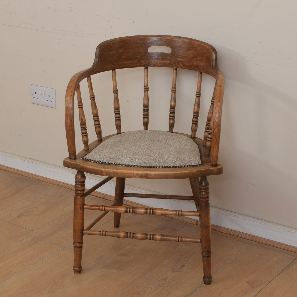 Upholstered Oak Captains Chair