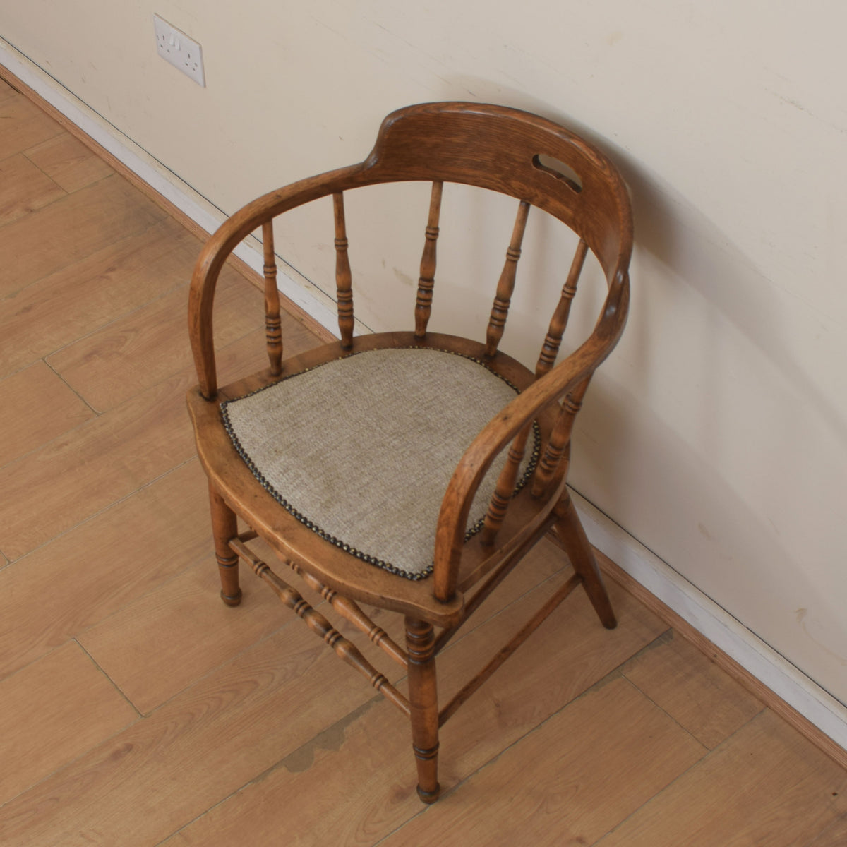 Upholstered Oak Captains Chair
