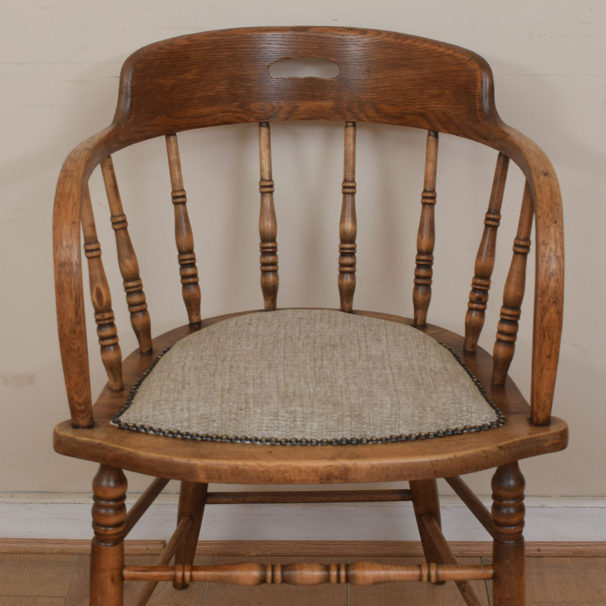 Upholstered Oak Captains Chair