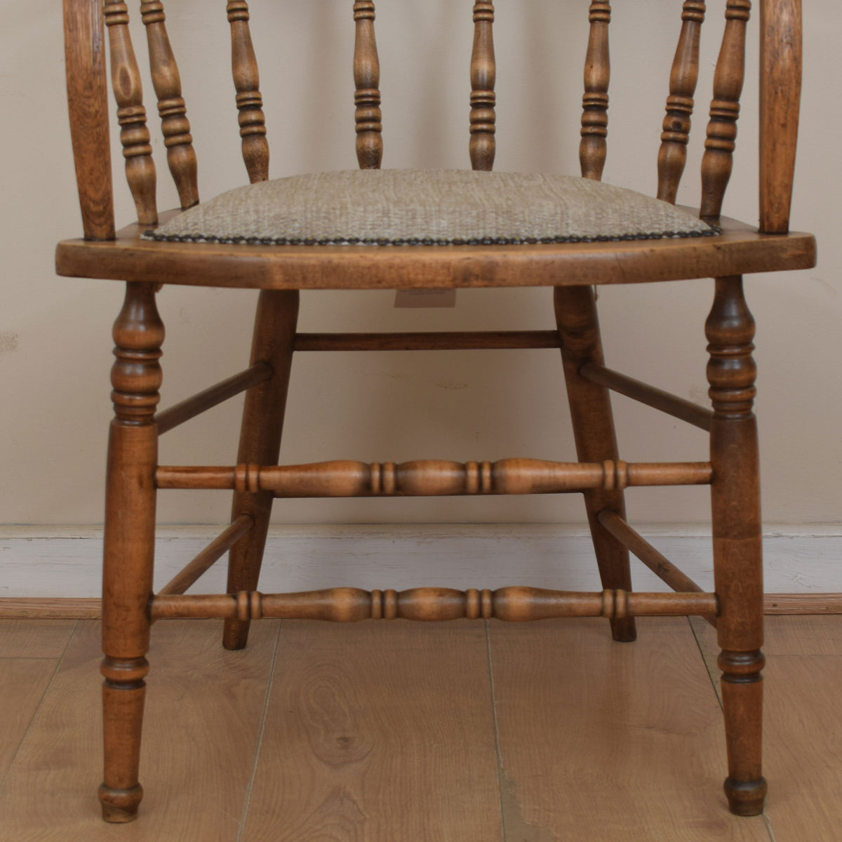 Upholstered Oak Captains Chair