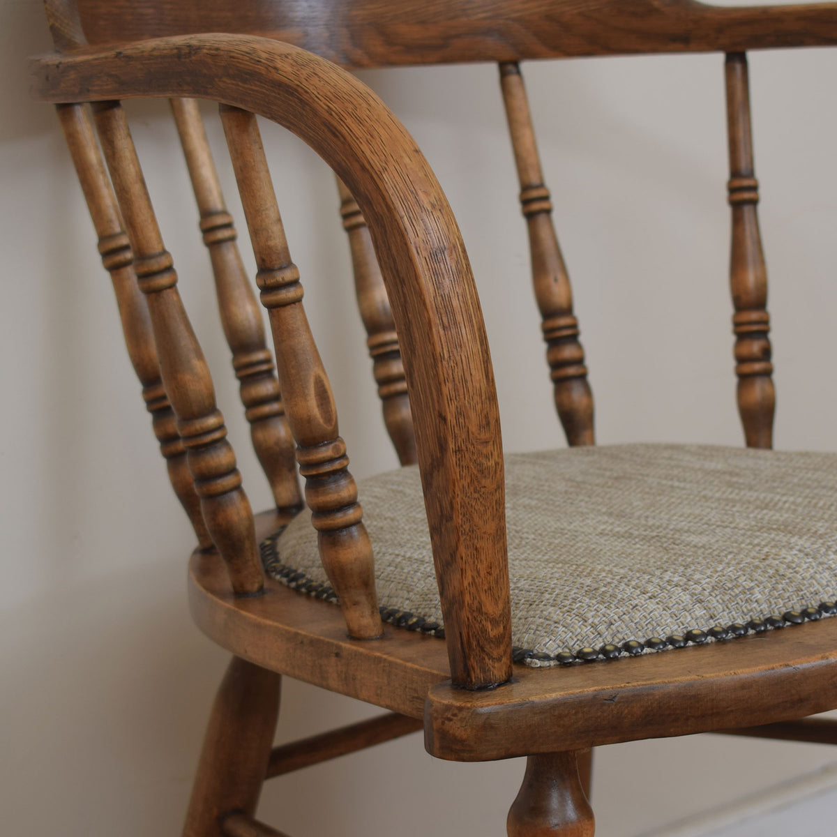 Upholstered Oak Captains Chair