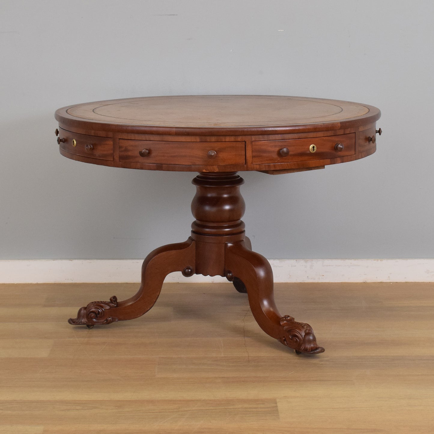 Mahogany-Veneer Drum Table