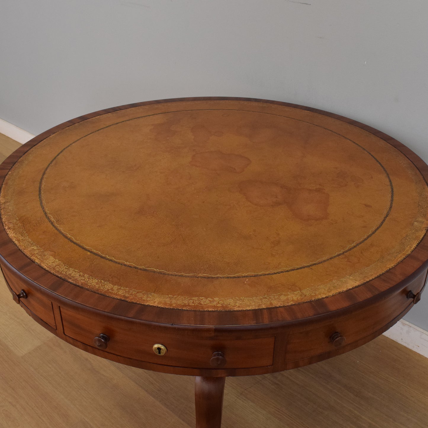 Mahogany-Veneer Drum Table