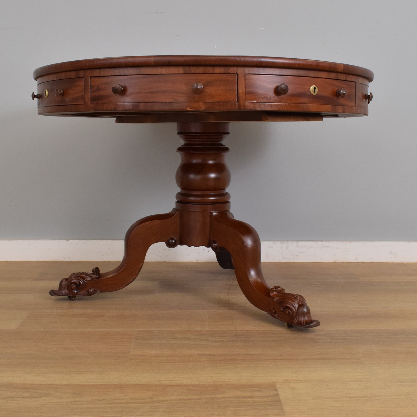 Mahogany-Veneer Drum Table