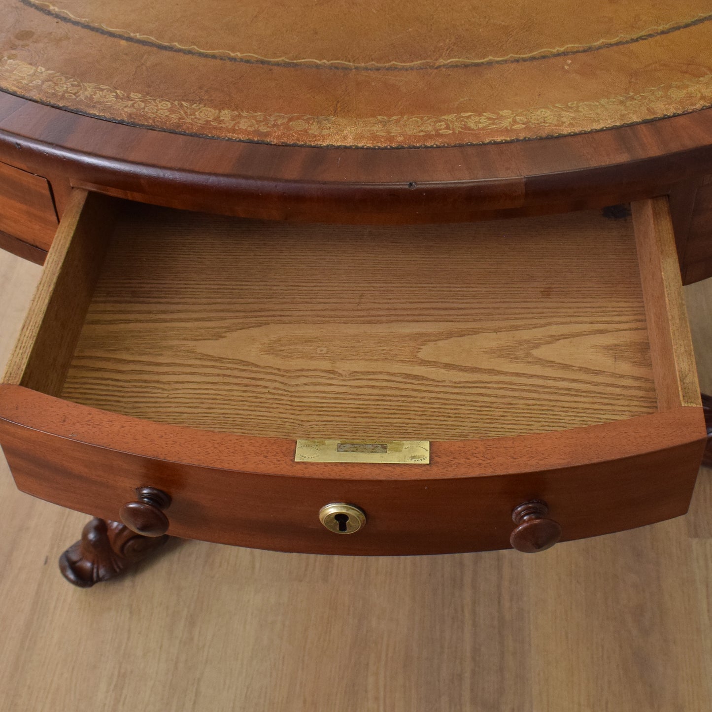 Mahogany-Veneer Drum Table