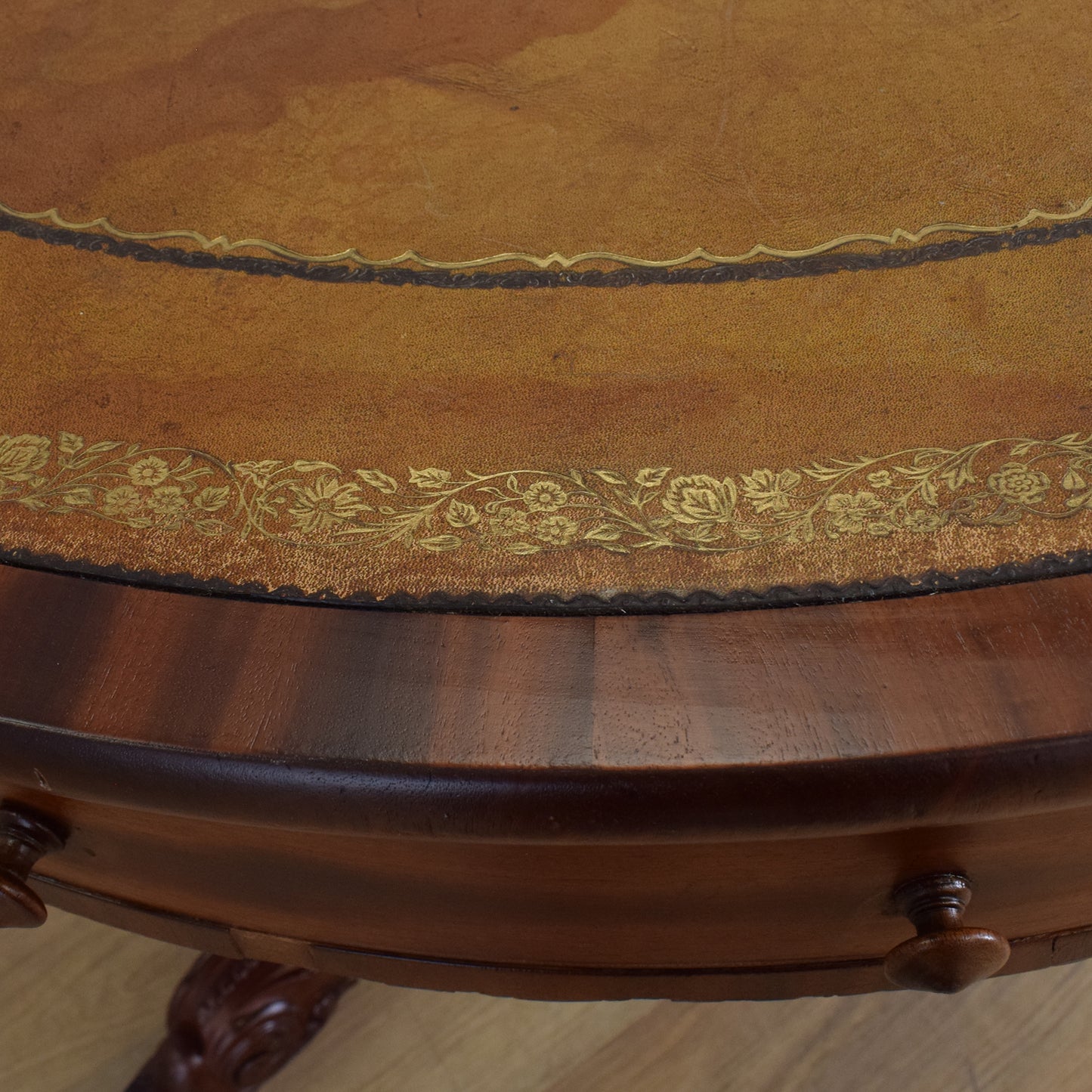 Mahogany-Veneer Drum Table