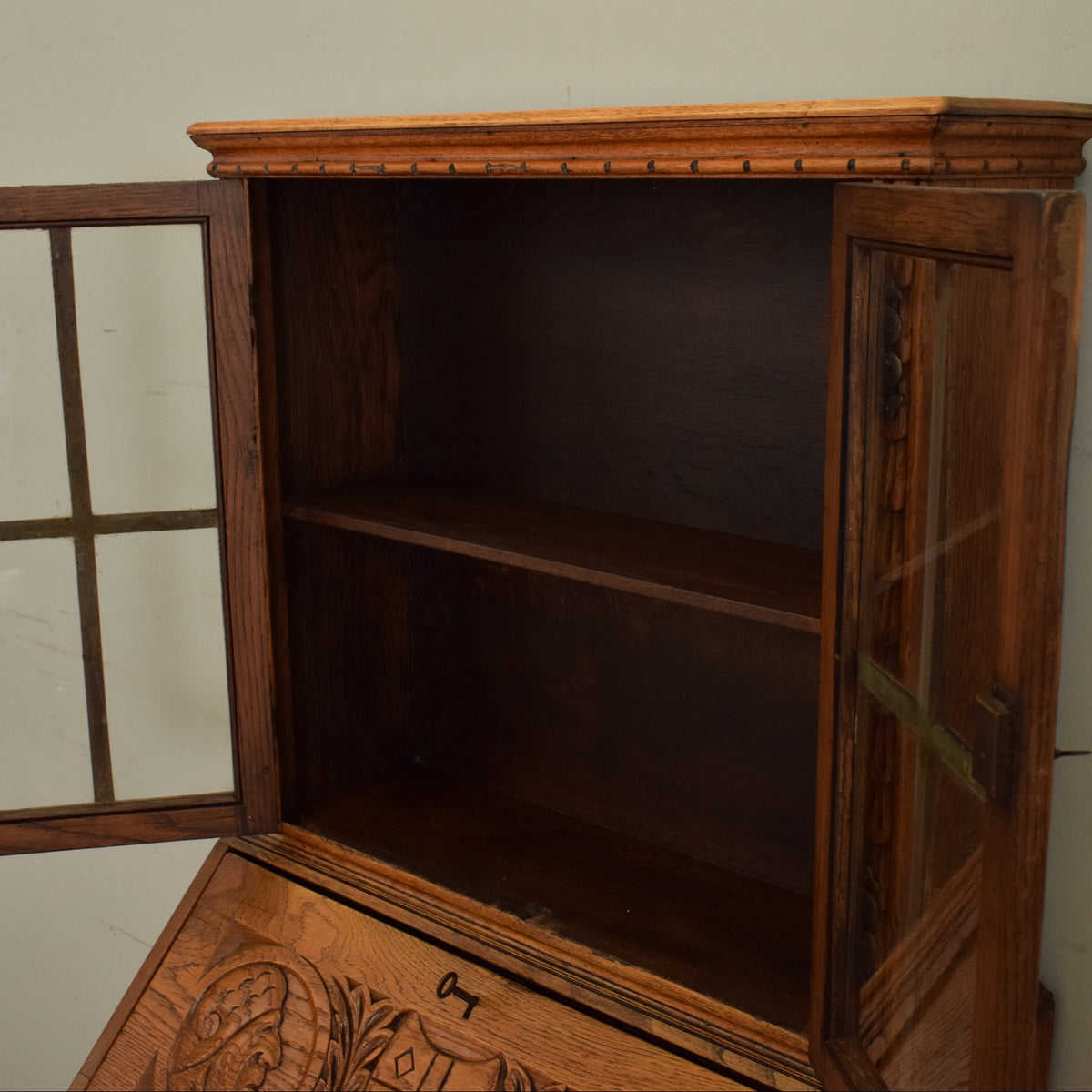 Small Carved Bureau Bookcase